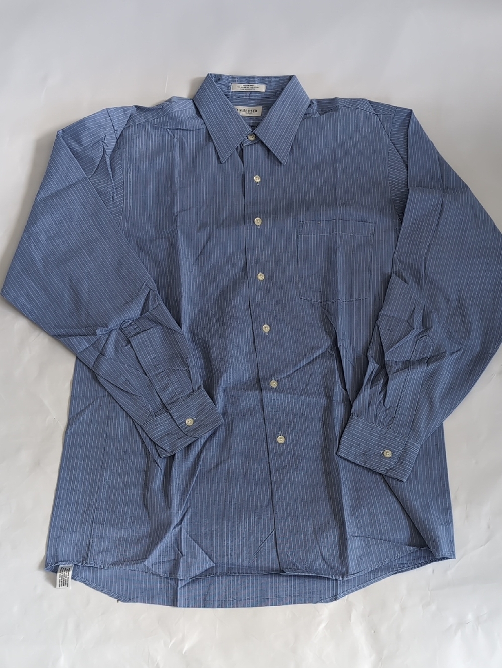Van Heusen Men's Navy Blue Pinstripe Dress Shirt